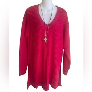 G by Giuliannared Red Mini Sweater Dress Top Cable Kni V-Neck Ladies XS New  Ava